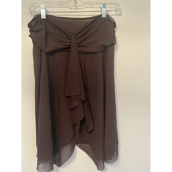 TOMMY BAHAMAS SZ M BROWN NYLON SHORT LAYERED RUFFLED SKIRT PERFECT FOR BEACH! - Picture 1 of 5